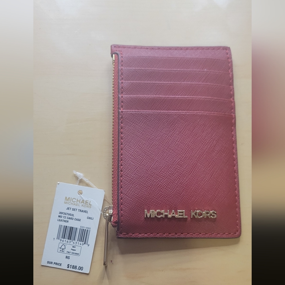 MK Jet Set Travel Wallet - Chili Red